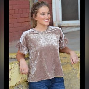 Z Supply Velour Ruffle Top -Champagne